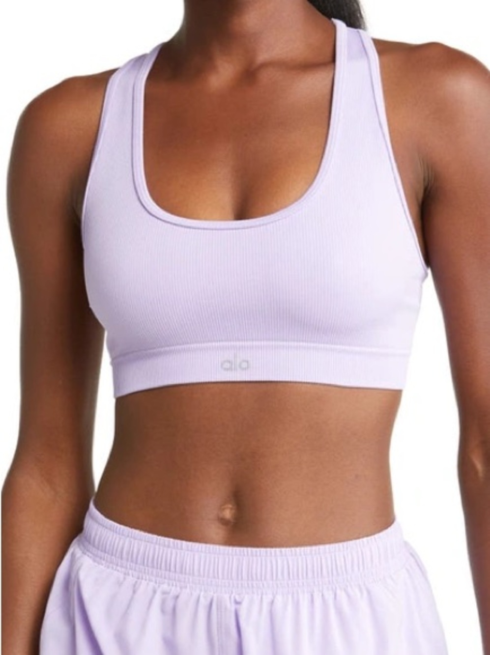 ALO | XS | Yoga Ribbed Scoop Sports Bra in Light Lavender